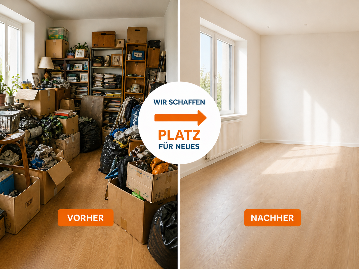 Vorher und nachher: Wir schaffen Platz für Neues